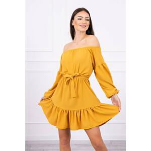 Off-the-shoulder dress mustard