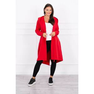 Red oversize print cardigan