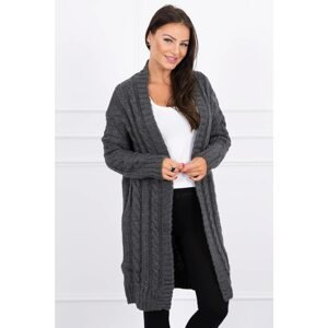 Sweater Cardigan with braid weave graphite