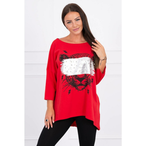 Blouse with longer back oversize red