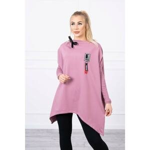 Oversize sweatshirt with asymmetrical sides dark pink