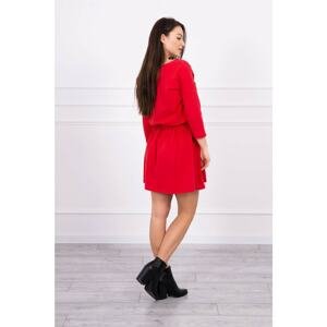 Dress tied at the waist with sequin pocket red S/M-L/XL