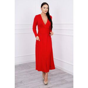 Straight Dress V-Neckline red