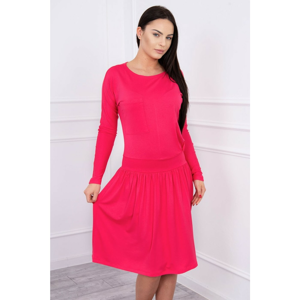 Dress with a flared bottom and pocket fuchsia