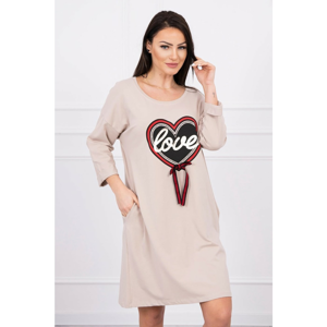 Dress with print Love Plus Size beige