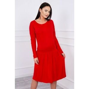 Dress with a flared bottom and pocket red