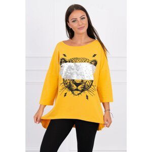 Blouse with longer back oversize mustard