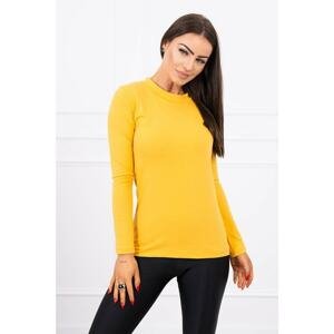 Blouse with bare back mustard