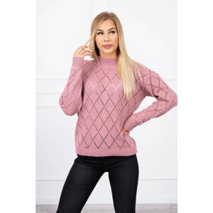 Sweater high neck  with diamond pattern dark pink