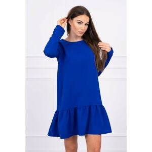 Dress with a flounce mauve-blue