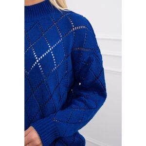 Sweater high neck  with diamond pattern mauve blue