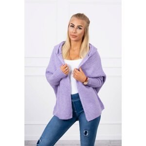 Hooded sweater with batwing sleeve purple