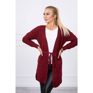 Thin narrow sweater with a tied burgundy stripe