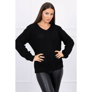 Sweater with neckline decorated with braid black
