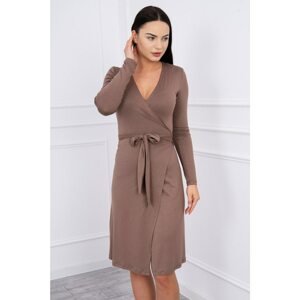 Dress with tie at waist cappuccino