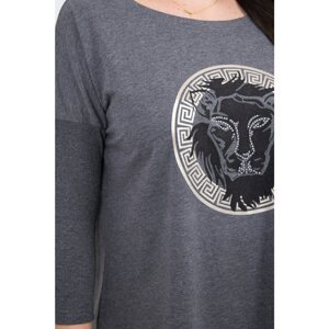 Blouse with longer back and lion graphics graphite S/M - L/XL
