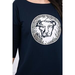 Blouse with longer back and lion graphics navy blue S/M - L/XL