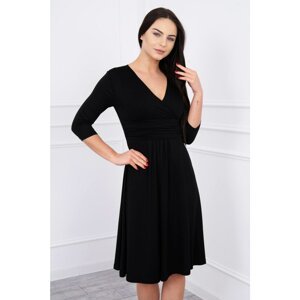 Dress with neckline under the bust, 3/4 sleeves black