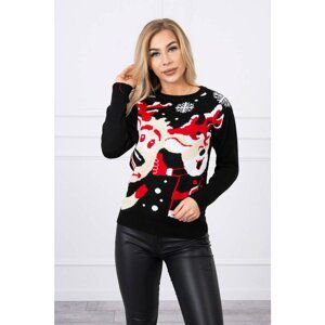 Sweater with reindeer and Santa Claus black