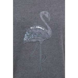 Blouse with printed Flamingo graphite S/M - L/XL