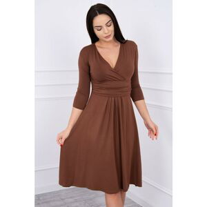 Dress with cut-off under the bust, 3/4 sleeves brown