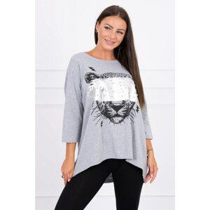 Blouse with longer back oversize gray