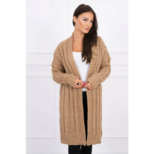 Sweater Cardigan with braid weave camel