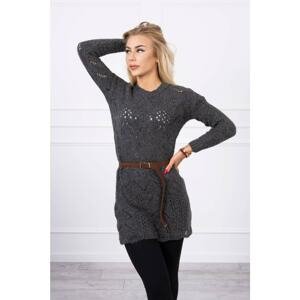 Sweater with a decorative belt graphite