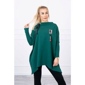 Oversize sweatshirt with asymmetrical sides of green color