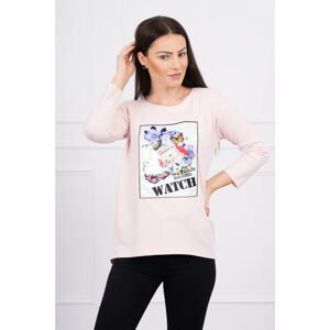 Blouse with 3D Watch graphics powder pink