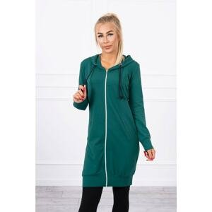 Dress with hood and hood of dark green color