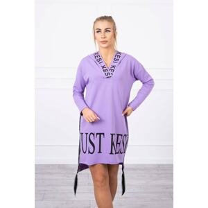 Dress with hood and purple print