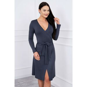 Dress with tie at waist graphite