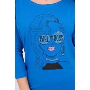 Blouse with print Girl Boss mauve-blue S/M - L/XL
