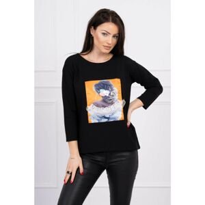 Blouse with 3D graphics, lace black