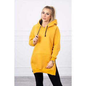 Two-color hooded dress mustard