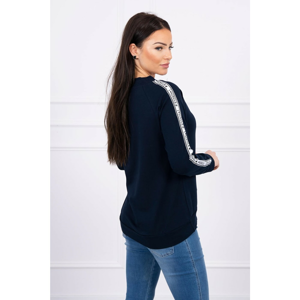 Blouse with stripe on the sleeves navy blue S/M - L/XL