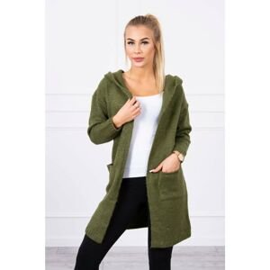 Ordinary sweater with hood and pockets in khaki color