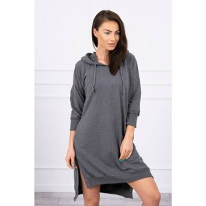 Dress with a hood and a longer graphite back
