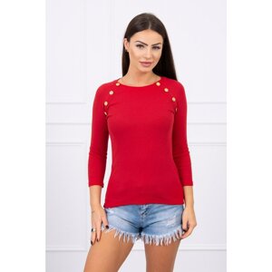 Blouse with decorative buttons red