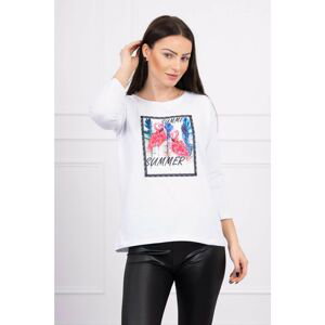 Blouse with flamingo graphics 3D white