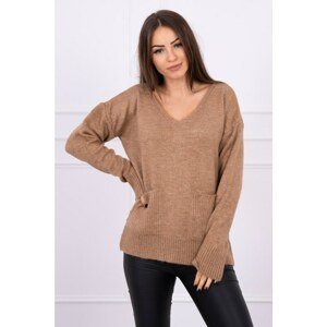 Sweater with decorative pockets cappuccino