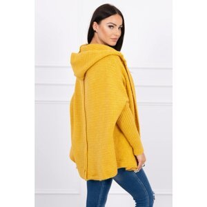 Hooded sweater with batwing sleeve