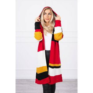 Four-color striped sweater red+ecru+black