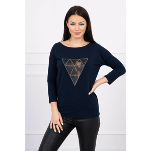 Blouse with triangle print navy blue S/M - L/XL