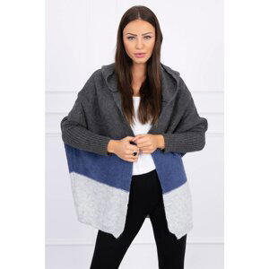 Three-color hooded sweater graphite + jeans + grey