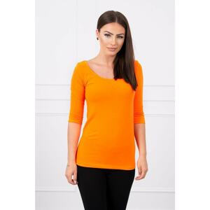 Blouse with round neckline orange neon