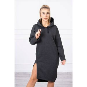 Dress with a hood and a slit on the side graphite melange