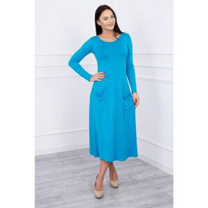 Dress with round neckline turquoise