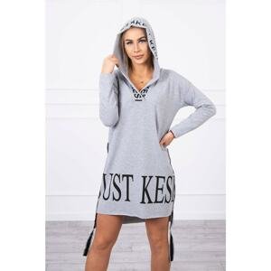 Dress with hood and gray print